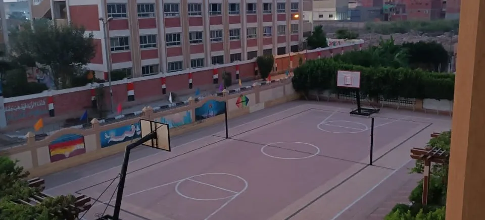 Basketball field during play