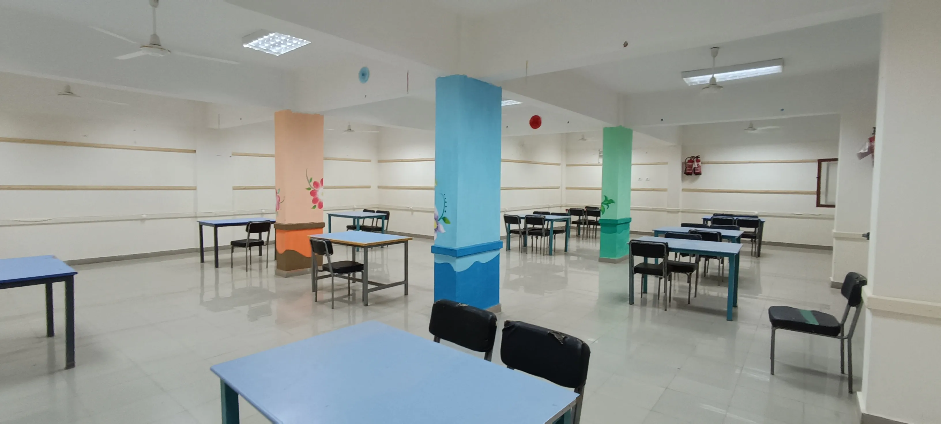 Studying hall with desks and study areas